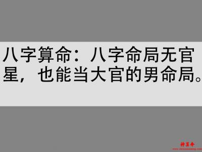 八字算命：八字命局无官星，也能当大官的男命局。