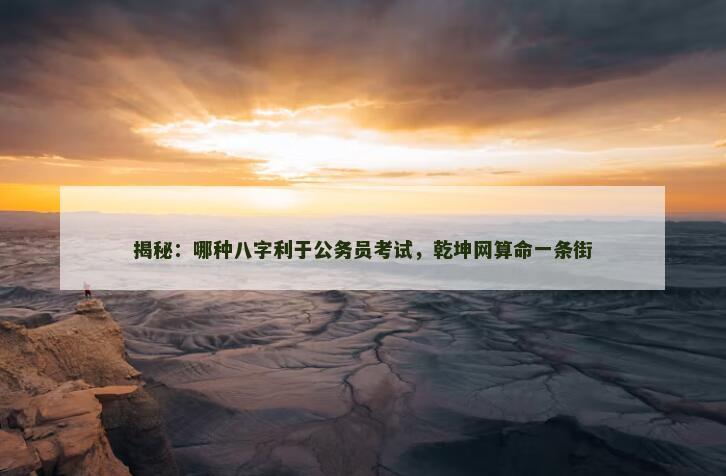 揭秘：哪种八字利于公务员考试，乾坤网算命一条街